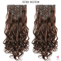 Linwan Synthetic 24Inchs 16 Clips in Hair Extensions Long Wavy Hairstyle Blonde Black Hairpieces Heat Resistant False Hair Sweet T 52