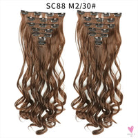 Linwan Synthetic 24Inchs 16 Clips in Hair Extensions Long Wavy Hairstyle Blonde Black Hairpieces Heat Resistant False Hair Sweet T 52