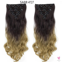 Linwan Synthetic 24Inchs 16 Clips in Hair Extensions Long Wavy Hairstyle Blonde Black Hairpieces Heat Resistant False Hair Sweet T 52