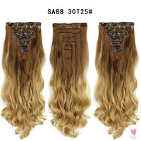 Linwan Synthetic 24Inchs 16 Clips in Hair Extensions Long Wavy Hairstyle Blonde Black Hairpieces Heat Resistant False Hair Sweet T 52