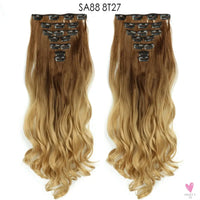 Linwan Synthetic 24Inchs 16 Clips in Hair Extensions Long Wavy Hairstyle Blonde Black Hairpieces Heat Resistant False Hair Sweet T 52