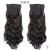 Linwan Synthetic 24Inchs 16 Clips in Hair Extensions Long Wavy Hairstyle Blonde Black Hairpieces Heat Resistant False Hair Sweet T 52