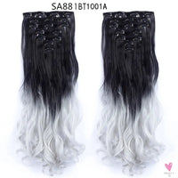 Linwan Synthetic 24Inchs 16 Clips in Hair Extensions Long Wavy Hairstyle Blonde Black Hairpieces Heat Resistant False Hair Sweet T 52