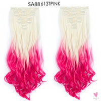 Linwan Synthetic 24Inchs 16 Clips in Hair Extensions Long Wavy Hairstyle Blonde Black Hairpieces Heat Resistant False Hair Sweet T 52