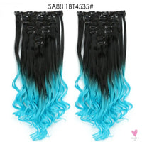 Linwan Synthetic 24Inchs 16 Clips in Hair Extensions Long Wavy Hairstyle Blonde Black Hairpieces Heat Resistant False Hair Sweet T 52