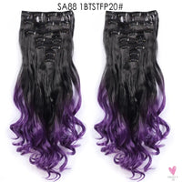 Linwan Synthetic 24Inchs 16 Clips in Hair Extensions Long Wavy Hairstyle Blonde Black Hairpieces Heat Resistant False Hair Sweet T 52