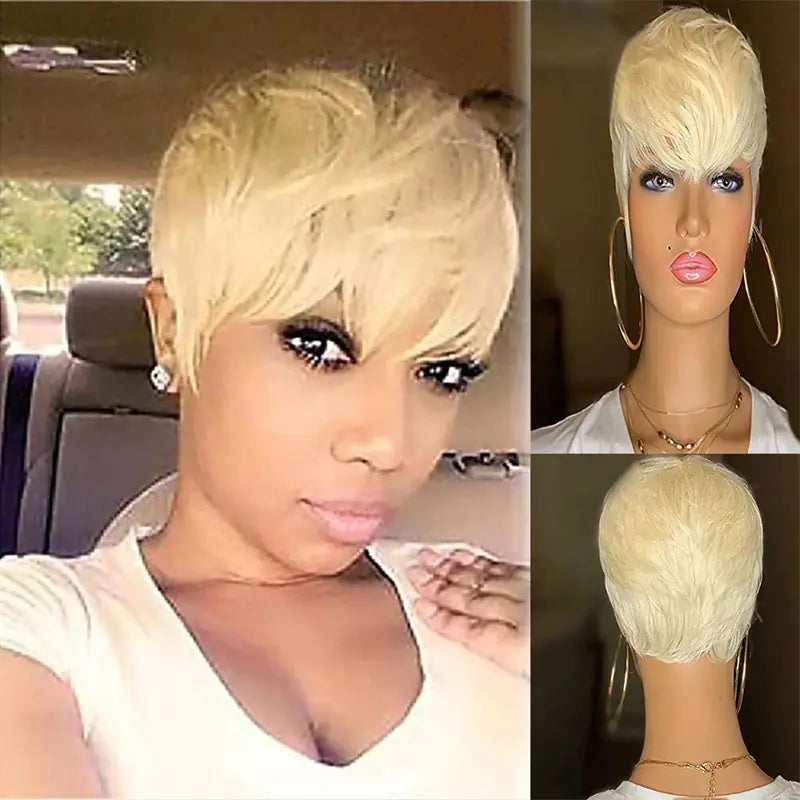Fluffy Short Pixie Cut Style, Wavy Short Hair Wig for Women in 3 Colors. Comfortable Fit. Synthetic