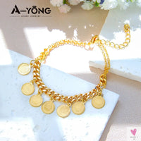 Luxury Arabic Gold Color Coins Necklace Set 21k Gold Plated Turkish Coin Chains Islamic Muslim Women Wedding Party Jewelry Sweet T 52