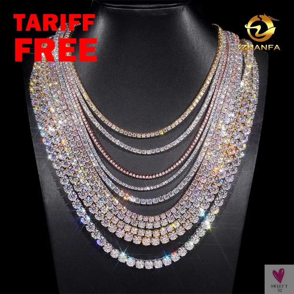 Luxury Men/Women Hip Hop "Iced Out" Fine Jewelry, 2MM 3MM 4MM 5MM Lab Diamond, Tennis Chain Necklace Sweet T 52