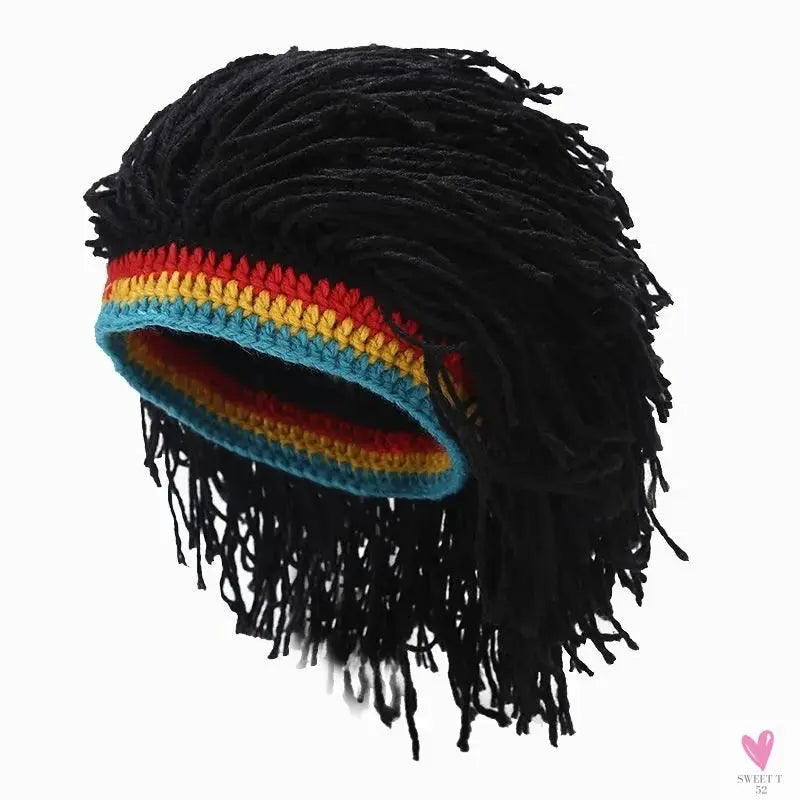Men Rasta False Braid Synthetic Beanie Caps Hip Hop Winter Handmade Crochet Hat Gorro Halloween Funny Party Jamaica African Wig Sweet T 52