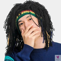 Men Rasta False Braid Synthetic Beanie Caps Hip Hop Winter Handmade Crochet Hat Gorro Halloween Funny Party Jamaica African Wig Sweet T 52