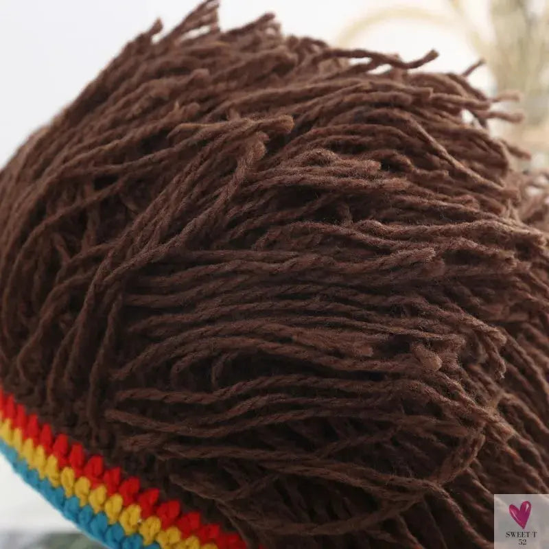Men Rasta False Braid Synthetic Beanie Caps Hip Hop Winter Handmade Crochet Hat Gorro Halloween Funny Party Jamaica African Wig Sweet T 52