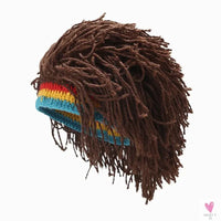 Men Rasta False Braid Synthetic Beanie Caps Hip Hop Winter Handmade Crochet Hat Gorro Halloween Funny Party Jamaica African Wig Sweet T 52