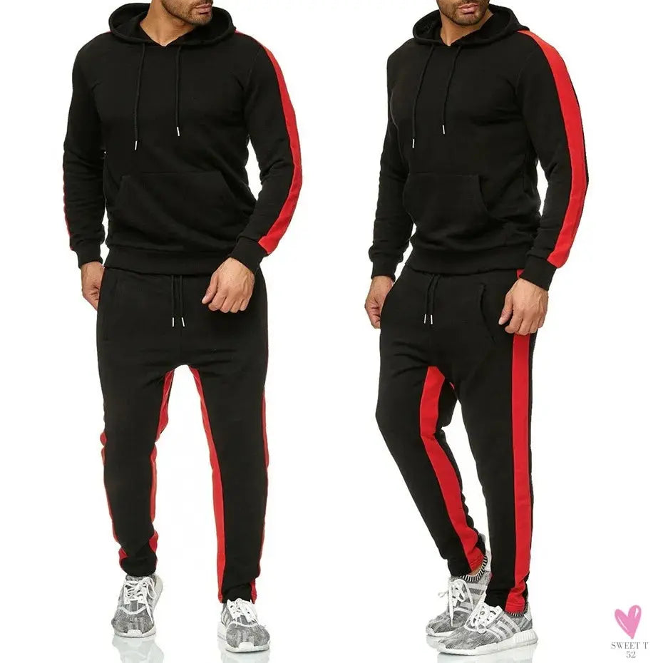 Men's 2 Piece Tracksuit - Color Block Sweatsuit with Stripes. Casual Long Sleeve Warm Winter Moisture Wicking Sportswear-Coats & Jackets-SWEET T 52