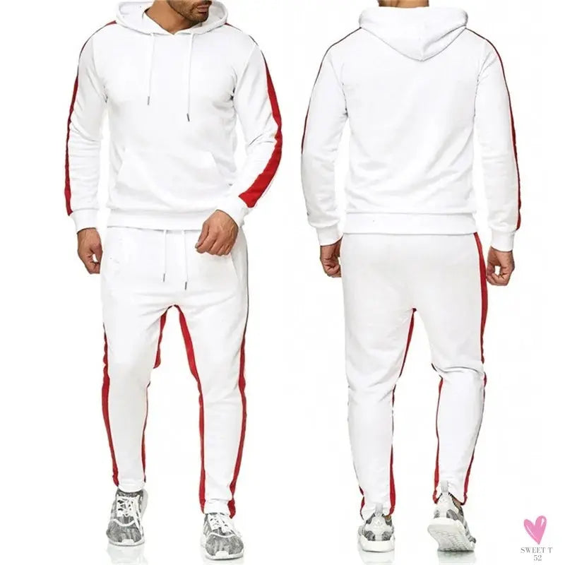 Men's 2 Piece Tracksuit - Color Block Sweatsuit with Stripes. Casual Long Sleeve Warm Winter Moisture Wicking Sportswear-Coats & Jackets-SWEET T 52