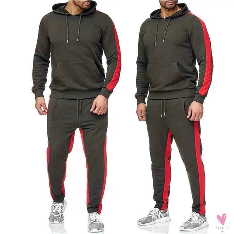 Men's 2 Piece Tracksuit - Color Block Sweatsuit with Stripes. Casual Long Sleeve Warm Winter Moisture Wicking Sportswear-Coats & Jackets-SWEET T 52