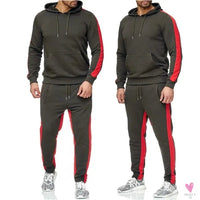 Men's 2 Piece Tracksuit - Color Block Sweatsuit with Stripes. Casual Long Sleeve Warm Winter Moisture Wicking Sportswear-Coats & Jackets-SWEET T 52