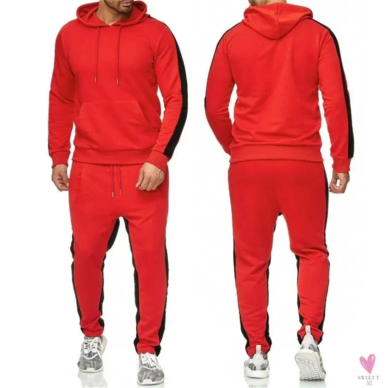 Men's 2 Piece Tracksuit - Color Block Sweatsuit with Stripes. Casual Long Sleeve Warm Winter Moisture Wicking Sportswear-Coats & Jackets-SWEET T 52