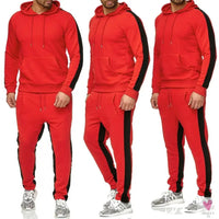 Men's 2 Piece Tracksuit - Color Block Sweatsuit with Stripes. Casual Long Sleeve Warm Winter Moisture Wicking Sportswear-Coats & Jackets-SWEET T 52