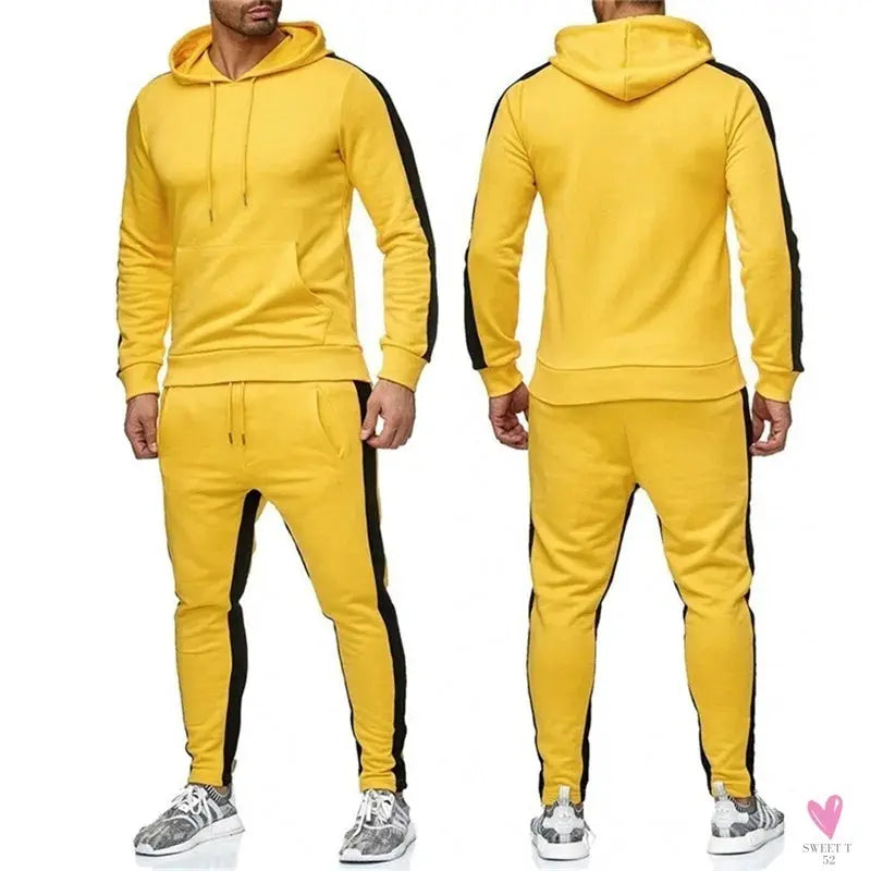 Men's 2 Piece Tracksuit - Color Block Sweatsuit with Stripes. Casual Long Sleeve Warm Winter Moisture Wicking Sportswear-Coats & Jackets-SWEET T 52