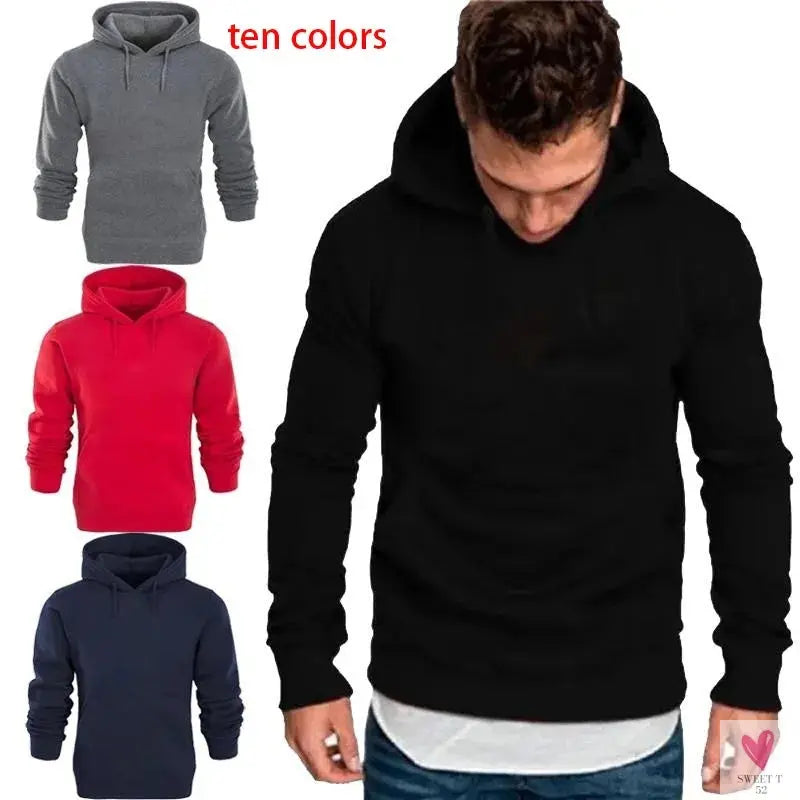 Men's Casual Solid Color Hoodies. Men's Hip Hop Hooded Sweatshirts/Pullovers in 10 Colors-Coats & Jackets-SWEET T 52