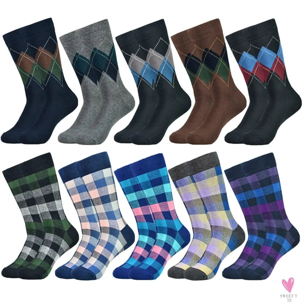 Men's Dress Socks Fashion - Black Patterned Cotton, Colorful Socks for Men and Boys. Great  Gifts-Socks-SWEET T 52