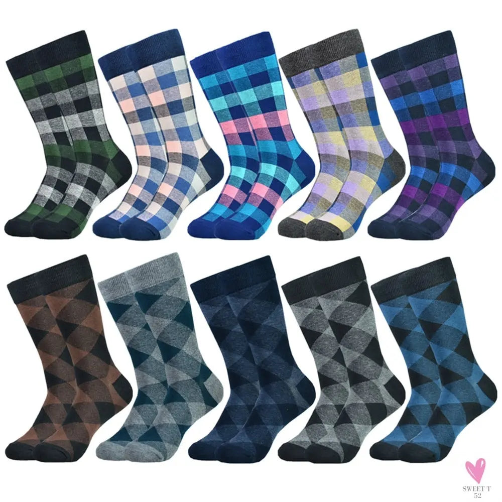 Men's Dress Socks Fashion - Black Patterned Cotton, Colorful Socks for Men and Boys. Great  Gifts-Socks-SWEET T 52
