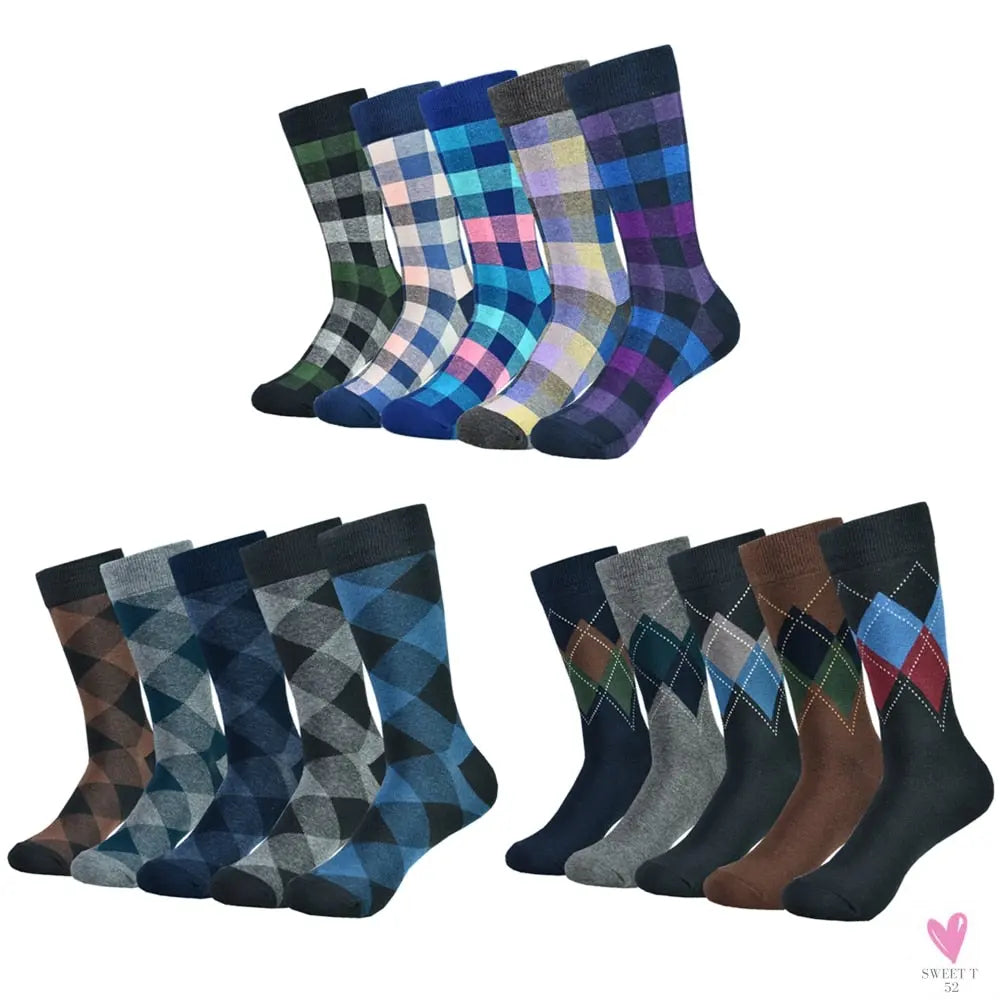 Men's Dress Socks Fashion - Black Patterned Cotton, Colorful Socks for Men and Boys. Great  Gifts-Socks-SWEET T 52