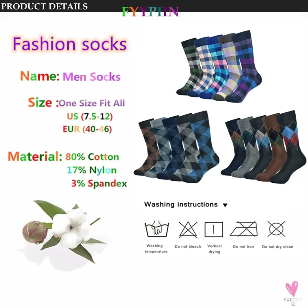 Men's Dress Socks Fashion - Black Patterned Cotton, Colorful Socks for Men and Boys. Great  Gifts-Socks-SWEET T 52
