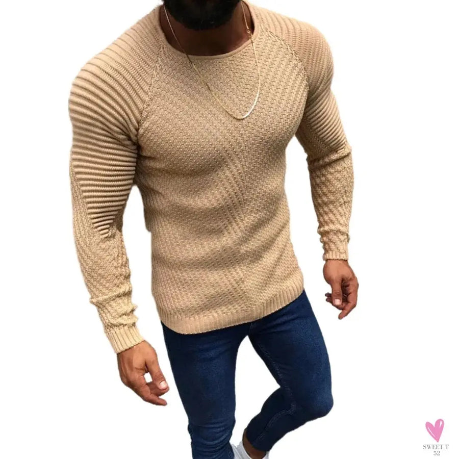 Men's O-Neck Pullover, Solid Color, Long Sleeve, Warm, Slim Sweaters. Men's Sweaters/Male Clothing-Shirts & tops-SWEET T 52