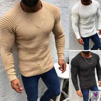 Men's O-Neck Pullover, Solid Color, Long Sleeve, Warm, Slim Sweaters. Men's Sweaters/Male Clothing-Shirts & tops-SWEET T 52