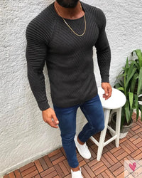 Men's O-Neck Pullover, Solid Color, Long Sleeve, Warm, Slim Sweaters. Men's Sweaters/Male Clothing-Shirts & tops-SWEET T 52