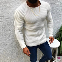 Men's O-Neck Pullover, Solid Color, Long Sleeve, Warm, Slim Sweaters. Men's Sweaters/Male Clothing-Shirts & tops-SWEET T 52