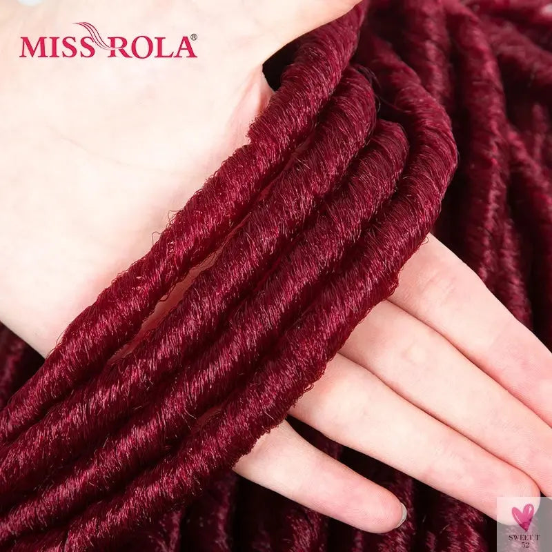 Miss Rola Pure Color 99J# Soft Dread Lock Hair 15roots/pack 75g Kanekalon Low Temperature Synthetic Curly Crochet Braids Hair Sweet T 52