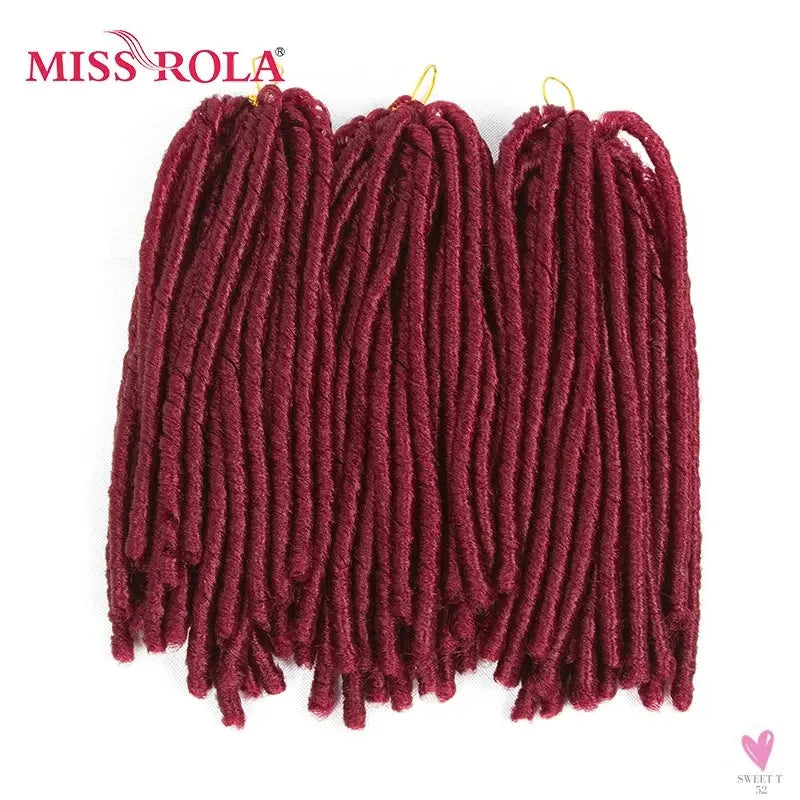 Miss Rola Pure Color 99J# Soft Dread Lock Hair 15roots/pack 75g Kanekalon Low Temperature Synthetic Curly Crochet Braids Hair Sweet T 52