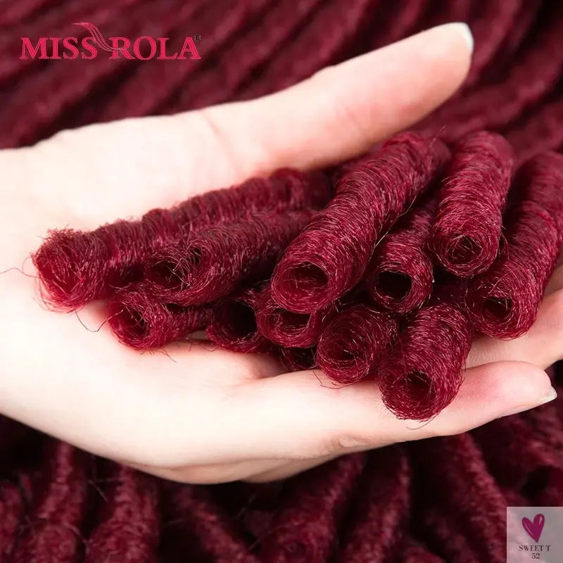 Miss Rola Pure Color 99J# Soft Dread Lock Hair 15roots/pack 75g Kanekalon Low Temperature Synthetic Curly Crochet Braids Hair Sweet T 52