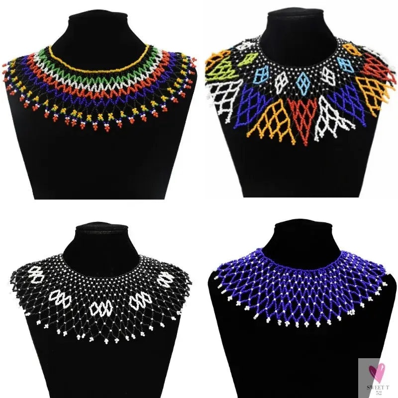 Multicolor African Resin Beads - Choker Style Necklace For Women and Girls, Ethnic Bib Collar-necklace-SWEET T 52