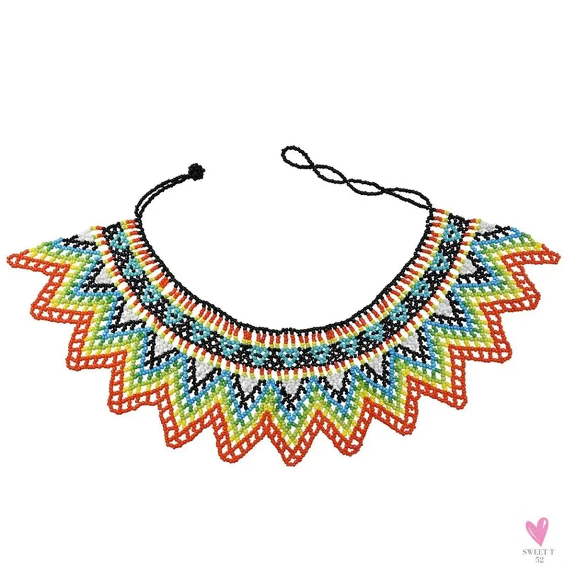 Multicolor African Resin Beads - Choker Style Necklace For Women and Girls, Ethnic Bib Collar-necklace-SWEET T 52