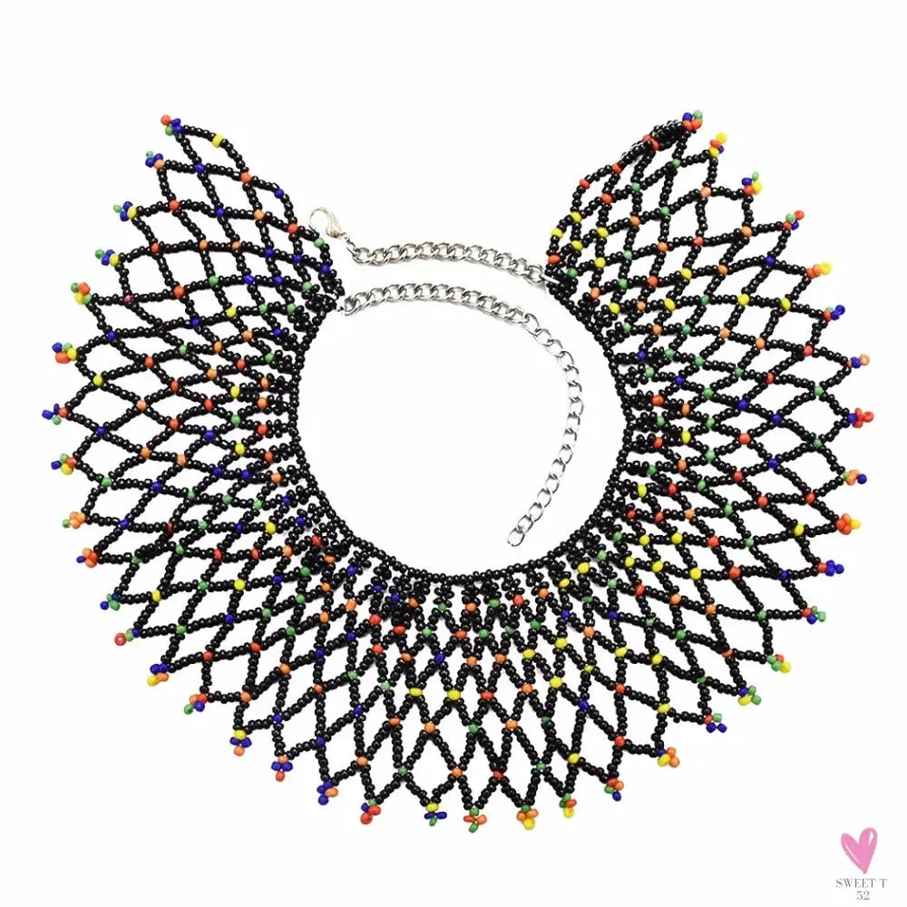 Multicolor African Resin Beads - Choker Style Necklace For Women and Girls, Ethnic Bib Collar-necklace-SWEET T 52