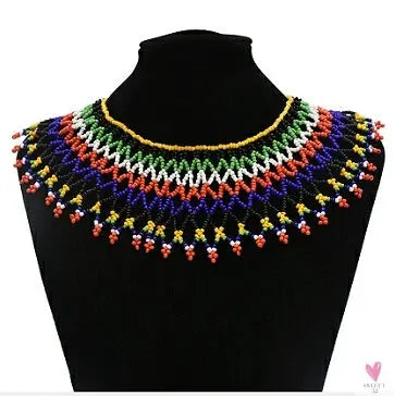 Multicolor African Resin Beads - Choker Style Necklace For Women and Girls, Ethnic Bib Collar-necklace-SWEET T 52