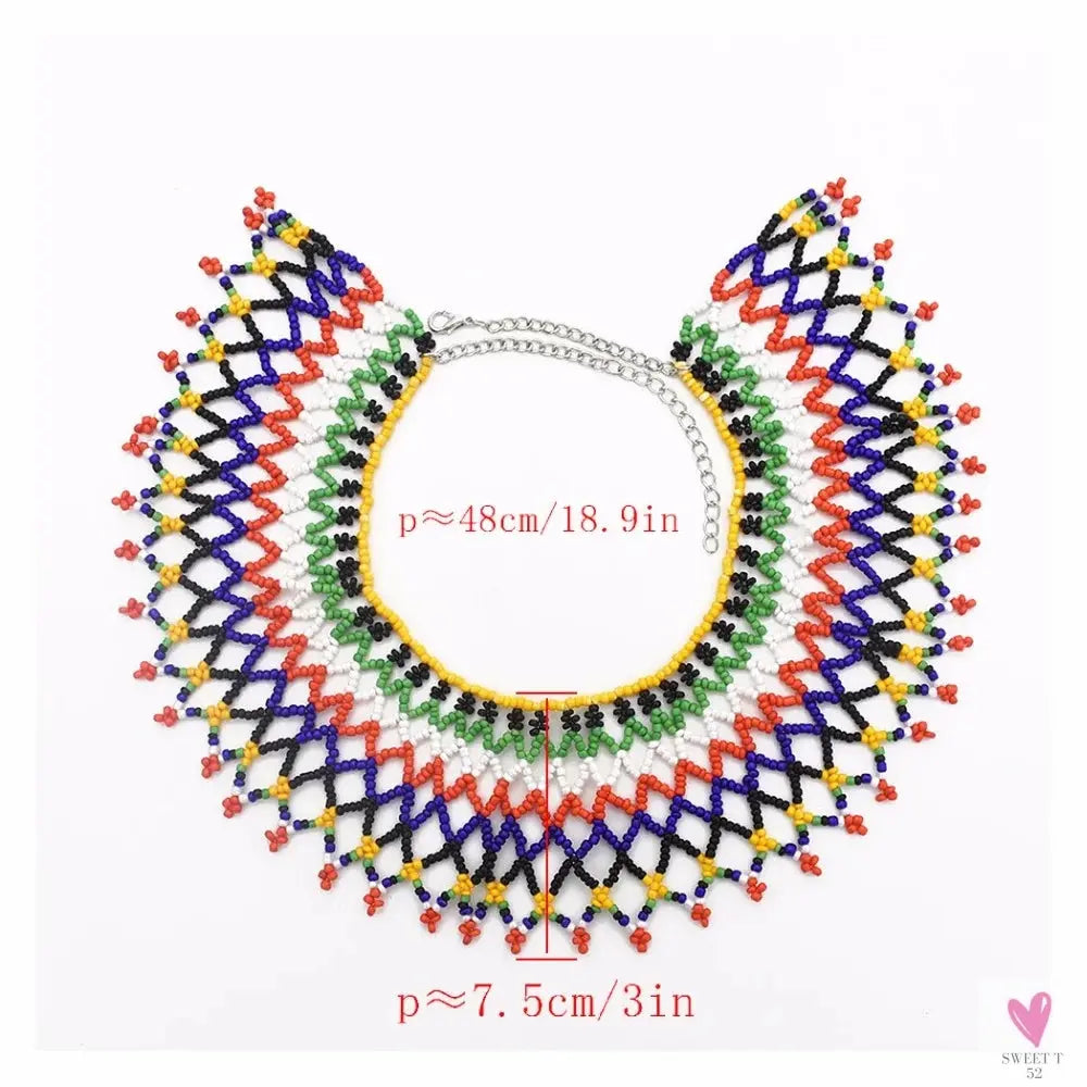 Multicolor African Resin Beads - Choker Style Necklace For Women and Girls, Ethnic Bib Collar-necklace-SWEET T 52