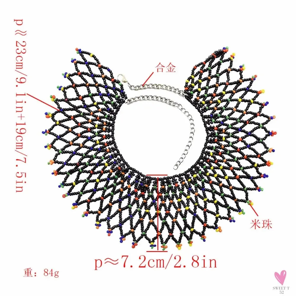 Multicolor African Resin Beads - Choker Style Necklace For Women and Girls, Ethnic Bib Collar-necklace-SWEET T 52