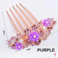Multicolor Rhinestone Flower Hair Comb - Elegant Five-Tooth Hair Clip Accessory for Women SWEET T 52