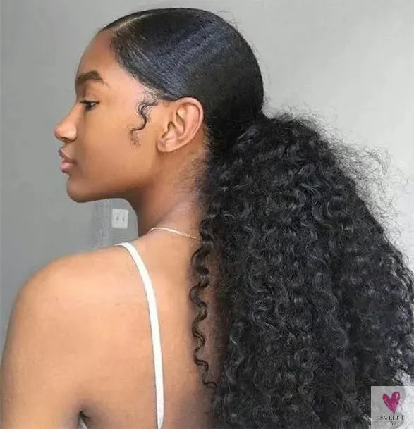 Natural Color 140g Natural Color Afro Curly Human Hair Ponytail for Black Women,drawstring Ponytail Human Hair Sweet T 52