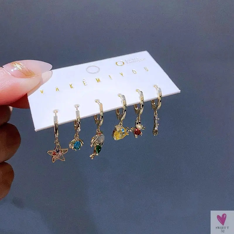 New Design Colorful Crystal Ocean/Animal/Mermaid Hoop Earrings Sets for Women & Girls-earrings-SWEET T 52