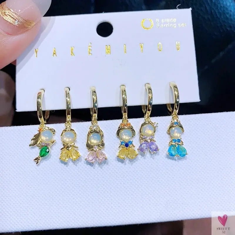 New Design Colorful Crystal Ocean/Animal/Mermaid Hoop Earrings Sets for Women & Girls-earrings-SWEET T 52