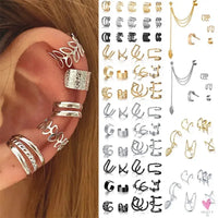 New Gold/Silver Color Leaves Clip Earrings for Women/Men - Fashion Ear Cuff. Non-Piercing Earring Sets Sweet T 52