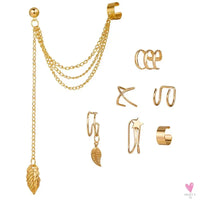 New Gold/Silver Color Leaves Clip Earrings for Women/Men - Fashion Ear Cuff. Non-Piercing Earring Sets Sweet T 52