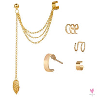 New Gold/Silver Color Leaves Clip Earrings for Women/Men - Fashion Ear Cuff. Non-Piercing Earring Sets Sweet T 52