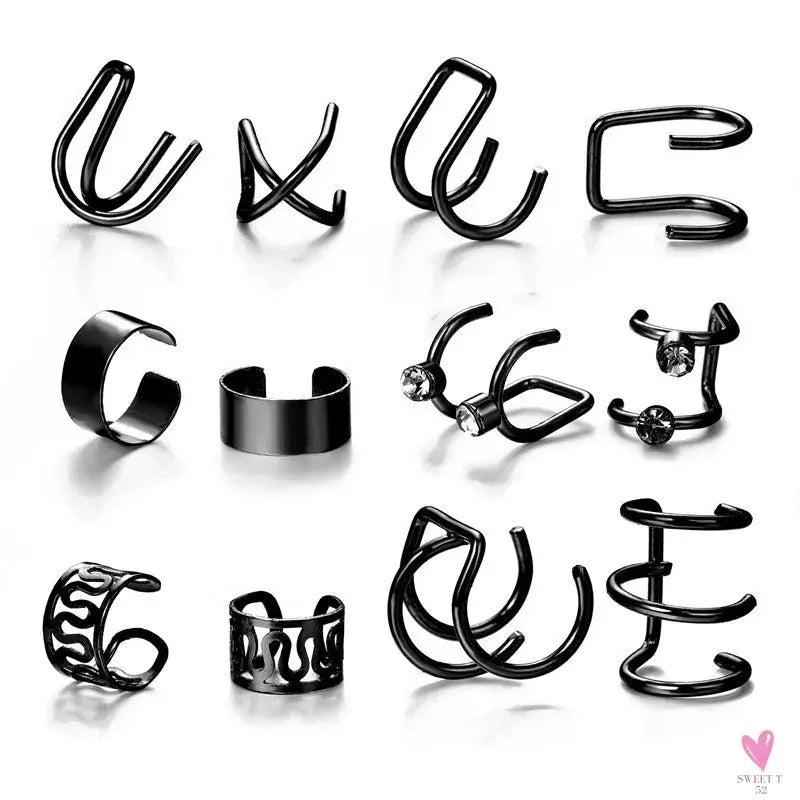 New Gold/Silver Color Leaves Clip Earrings for Women/Men - Fashion Ear Cuff. Non-Piercing Earring Sets Sweet T 52